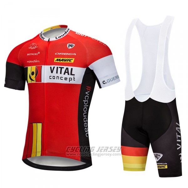 2018 Cycling Jersey Vital Concept Red White Short Sleeve Salopette
